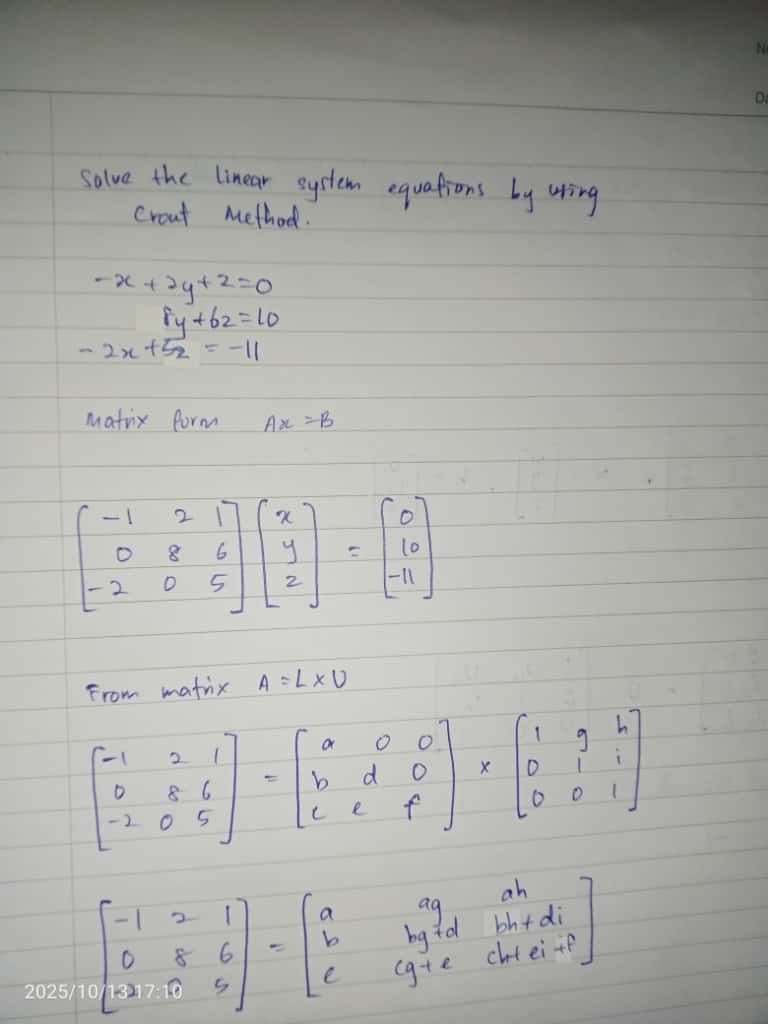 this the first step is it matrix form